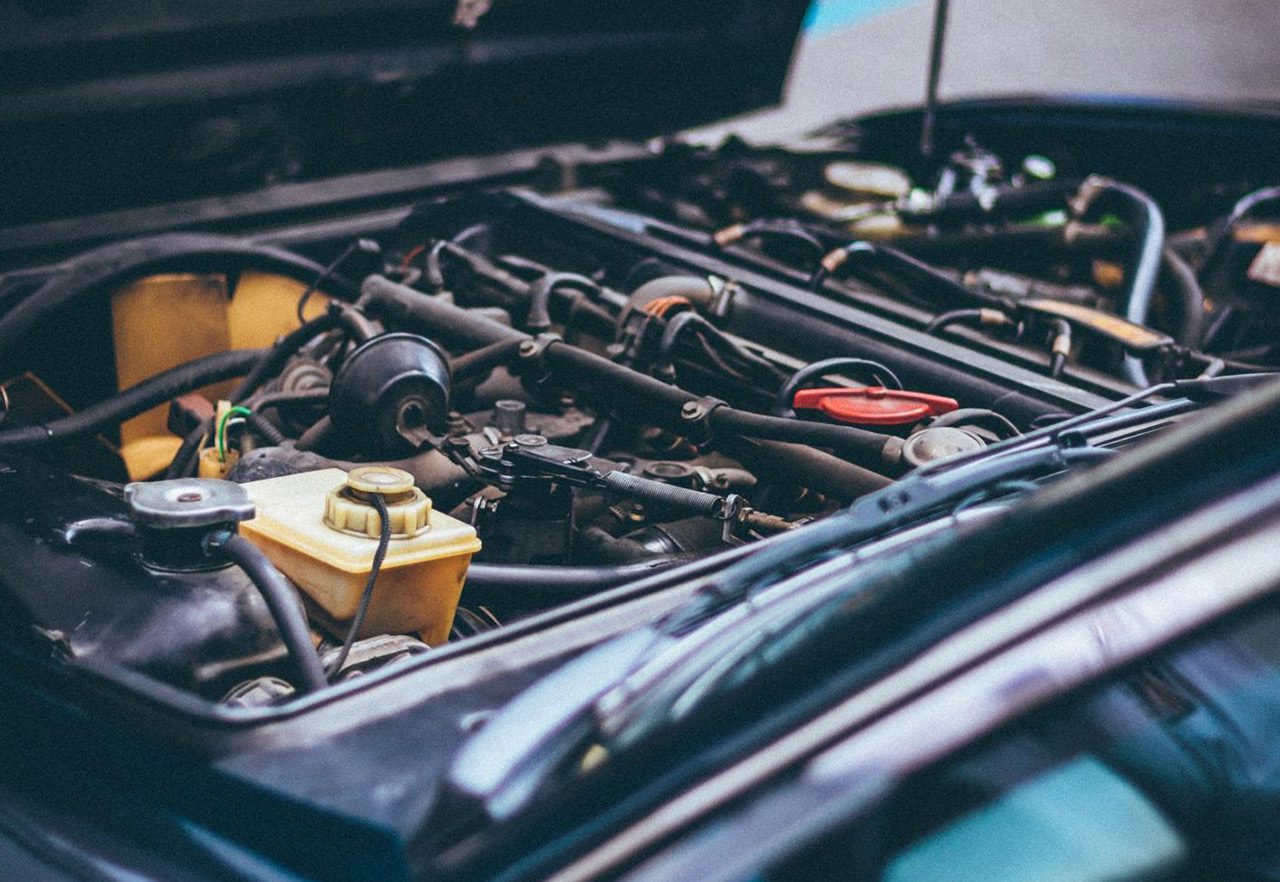 under the hood of a car